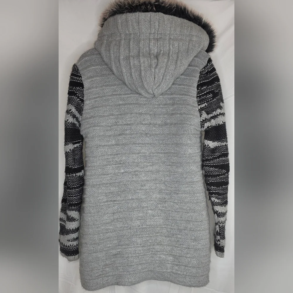 LCR Black Edition Gray Black Hooded Sweater Jacket Slim Size Large BW-3175
